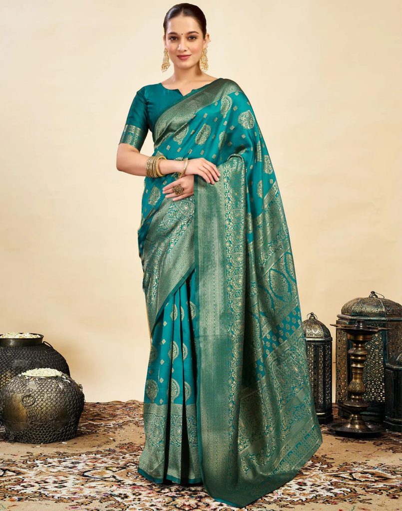 AXONIT Women's Silk Blend Banarasi Jacquard