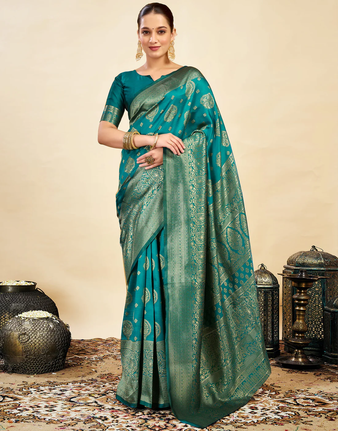AXONIT Women's Silk Blend Banarasi Jacquard