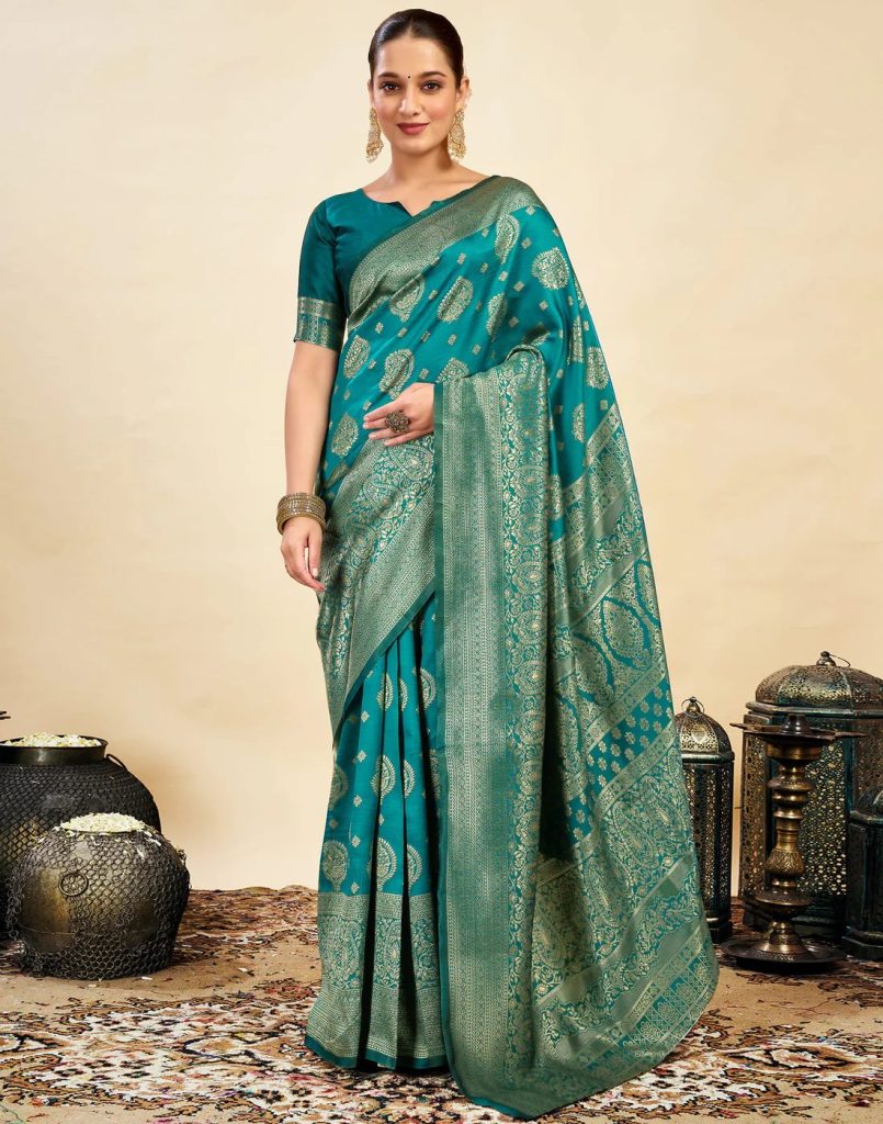AXONIT Women's Silk Blend Banarasi Jacquard