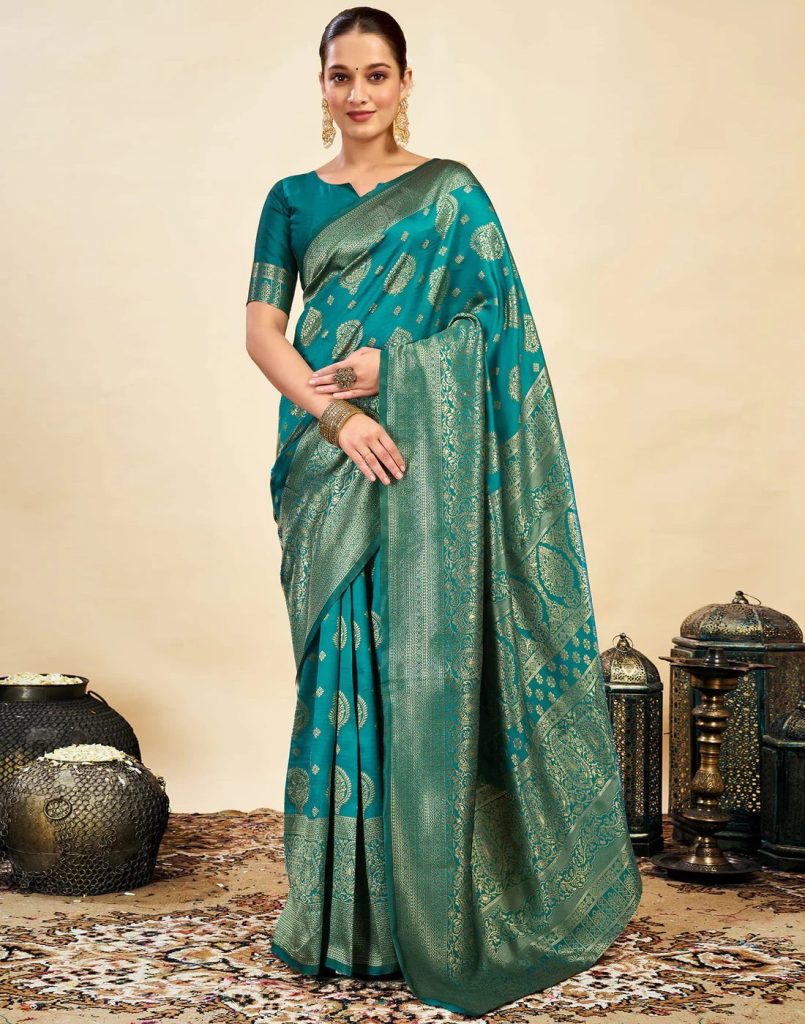 AXONIT Women's Silk Blend Banarasi Jacquard
