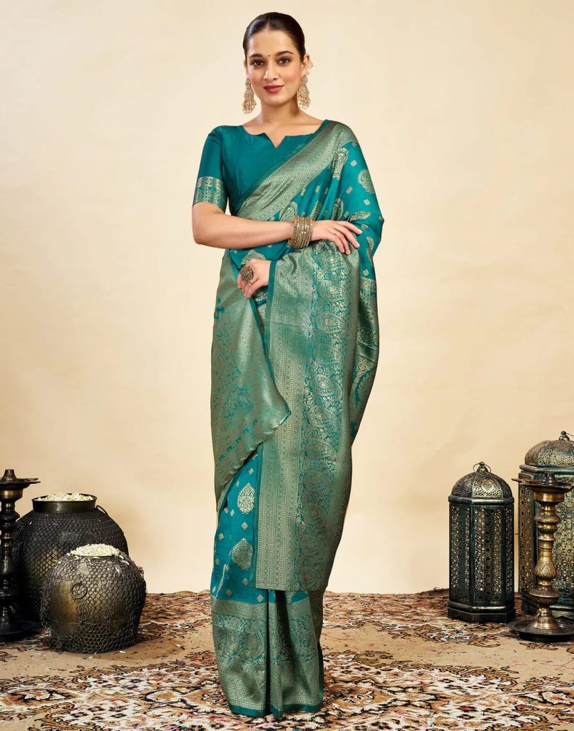 AXONIT Women's Silk Blend Banarasi Jacquard