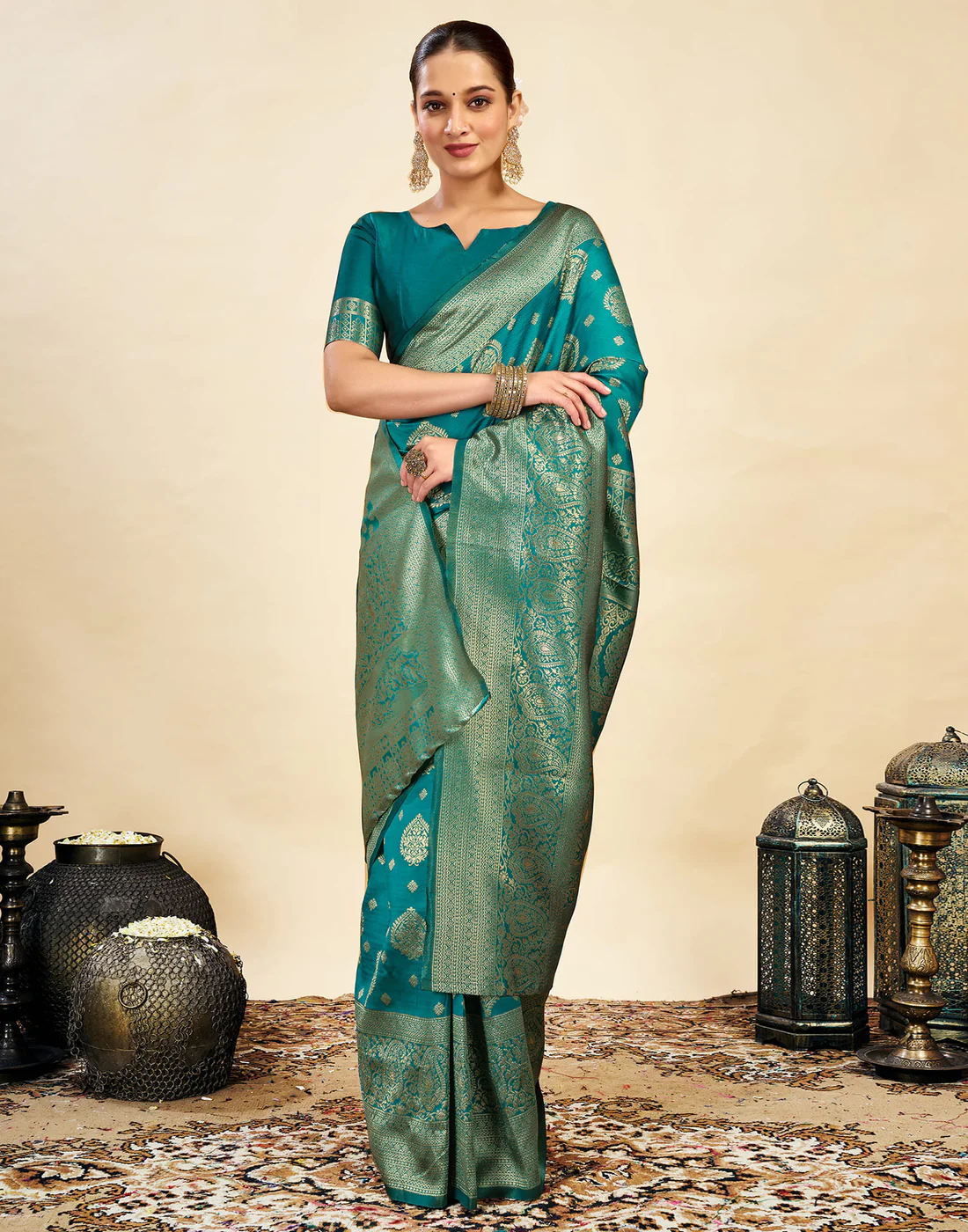 AXONIT Women's Silk Blend Banarasi Jacquard