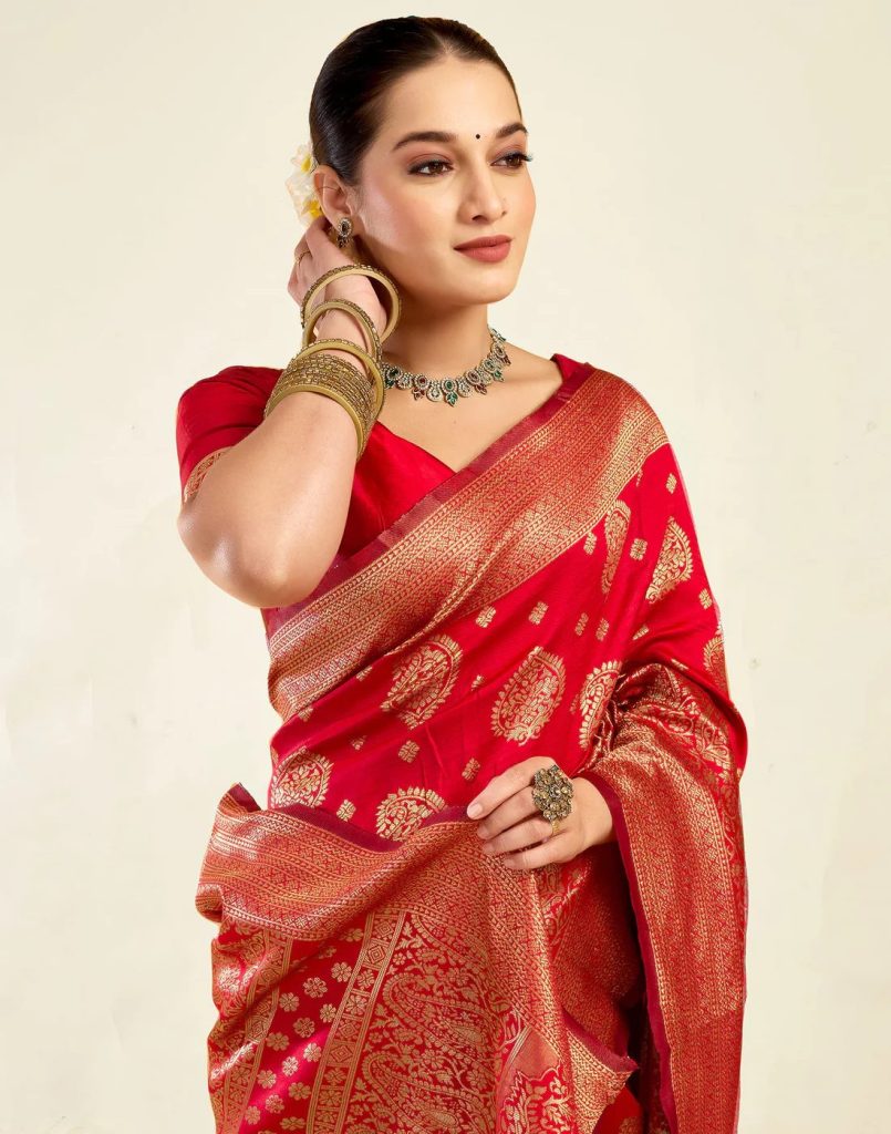 AXONIT Women's Silk Blend Banarasi Jacquard