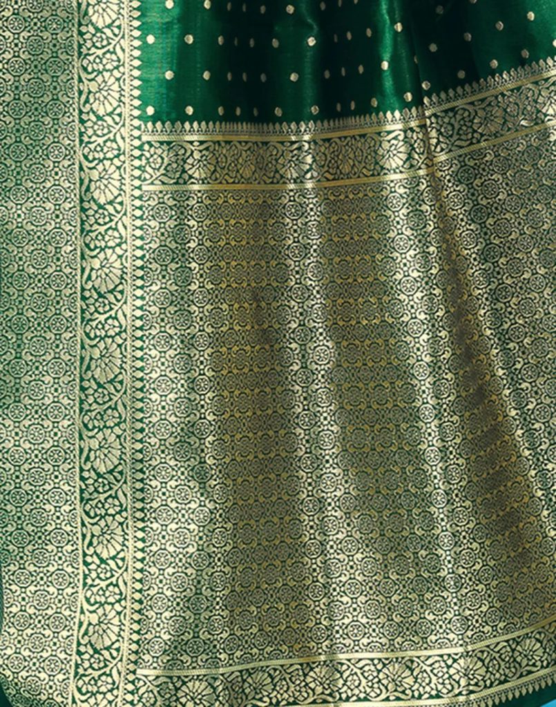 AXONIT Women's Silk Blend Banarasi Jacquard Traditional Motifs Design Saree with Unstitched Blouse Piece