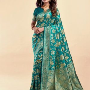 AXONIT Women's Silk Blend Banarasi Jacquard
