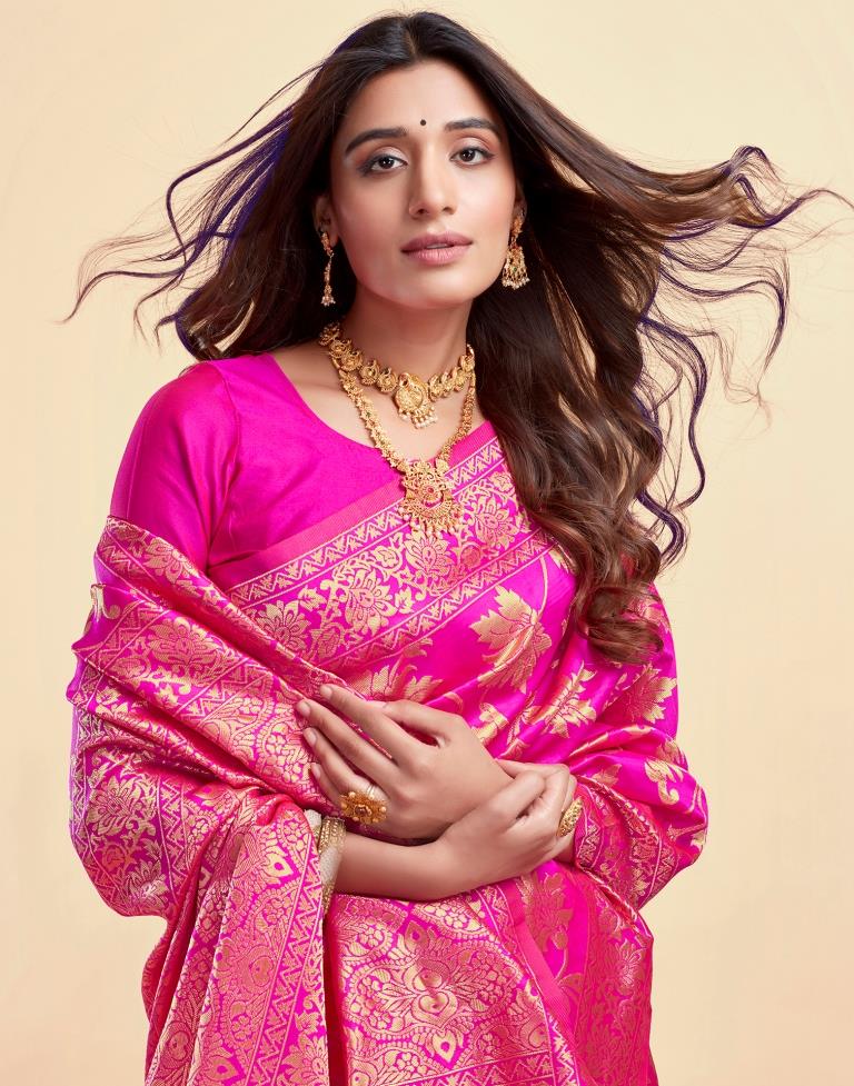 AXONIT Women's Silk Blend Banarasi Jacquard