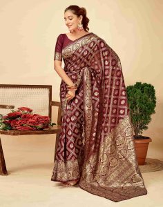 AXONIT Women's Silk Blend Banarasi Jacquard