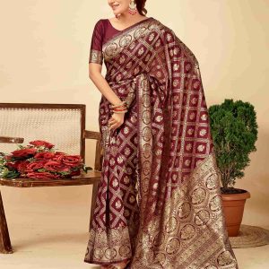 AXONIT Women's Silk Blend Banarasi Jacquard