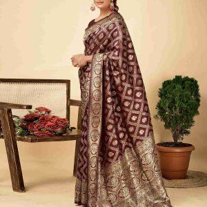 AXONIT Women's Silk Blend Banarasi Jacquard