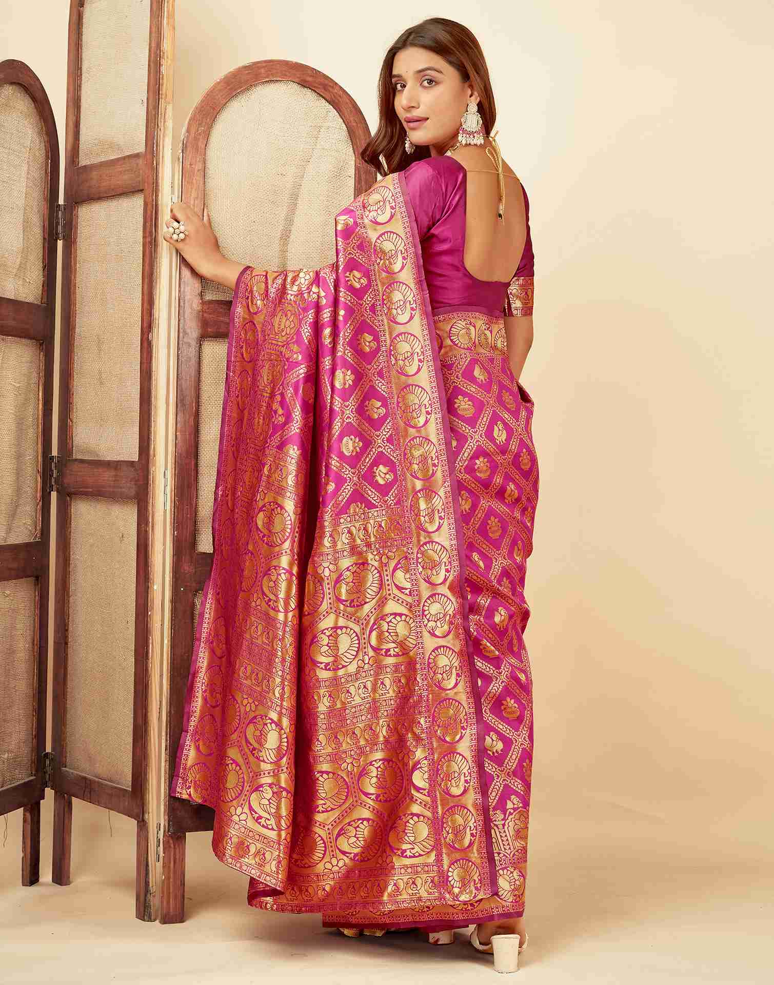 AXONIT Women's Silk Blend Banarasi Jacquard