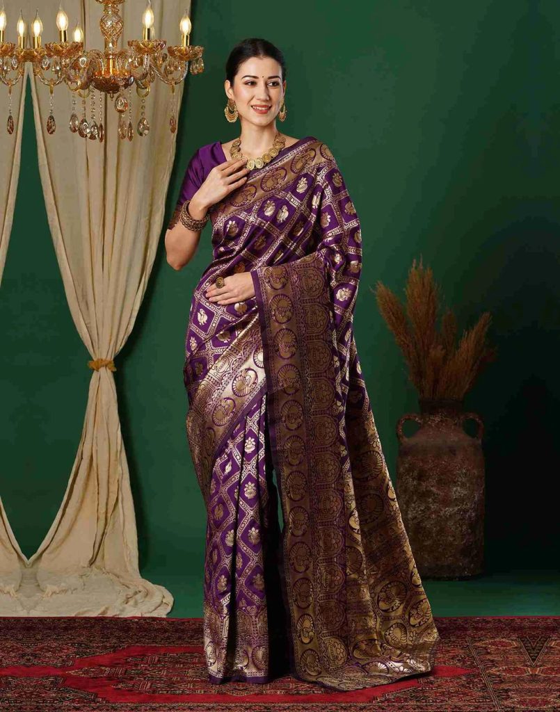 AXONIT Women's Silk Blend Banarasi Jacquard