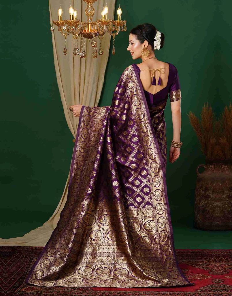 AXONIT Women's Silk Blend Banarasi Jacquard