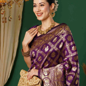 AXONIT Women's Silk Blend Banarasi Jacquard