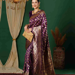 AXONIT Women's Silk Blend Banarasi Jacquard