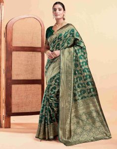 AXONIT Women's Silk Blend Banarasi Jacquard Floral