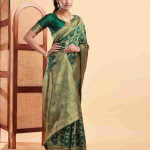 AXONIT Women's Silk Blend Banarasi Jacquard Floral