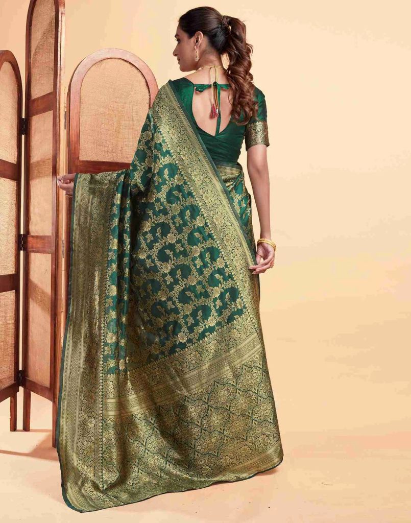 AXONIT Women's Silk Blend Banarasi Jacquard Floral