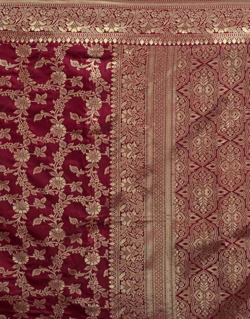 AXONIT Women's Silk Blend Banarasi Jacquard Floral