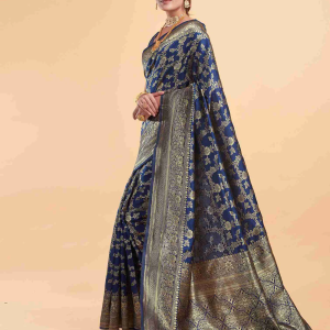AXONIT Women's Silk Blend Banarasi Jacquard Floral
