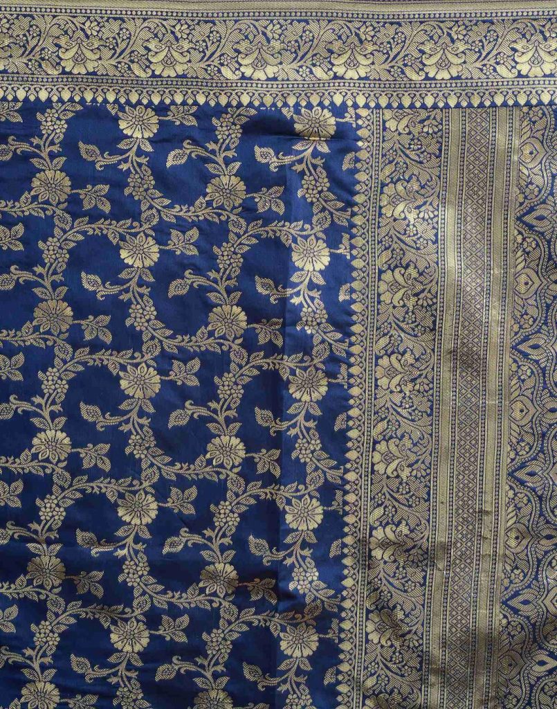 AXONIT Women's Silk Blend Banarasi Jacquard Floral