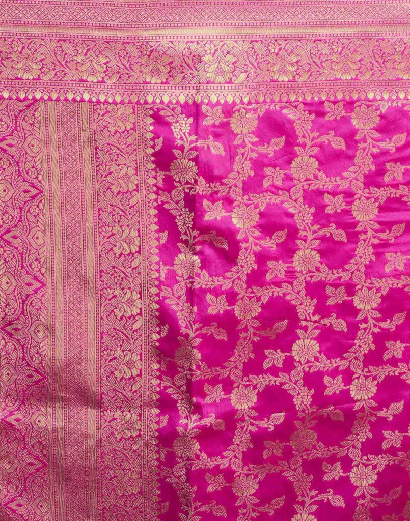 AXONIT Women's Silk Blend Banarasi Jacquard Floral