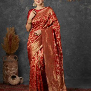 AXONIT Women's Silk Blend Banarasi Jacquard Floral