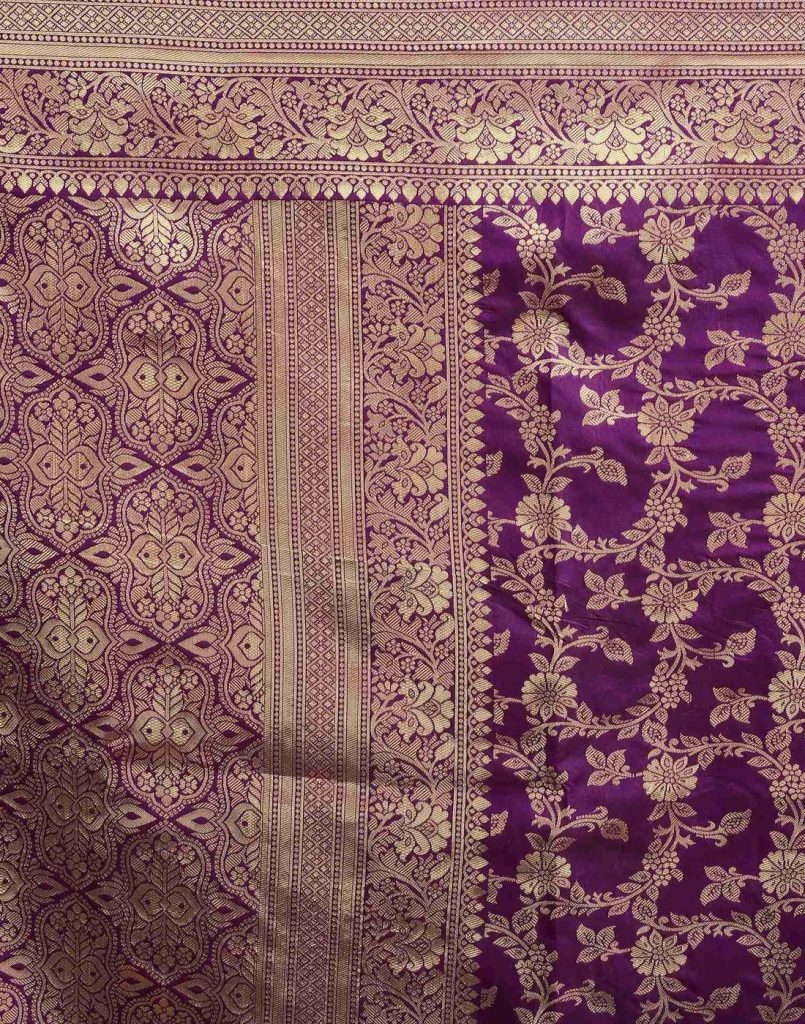 AXONIT Women's Silk Blend Banarasi Jacquard Floral