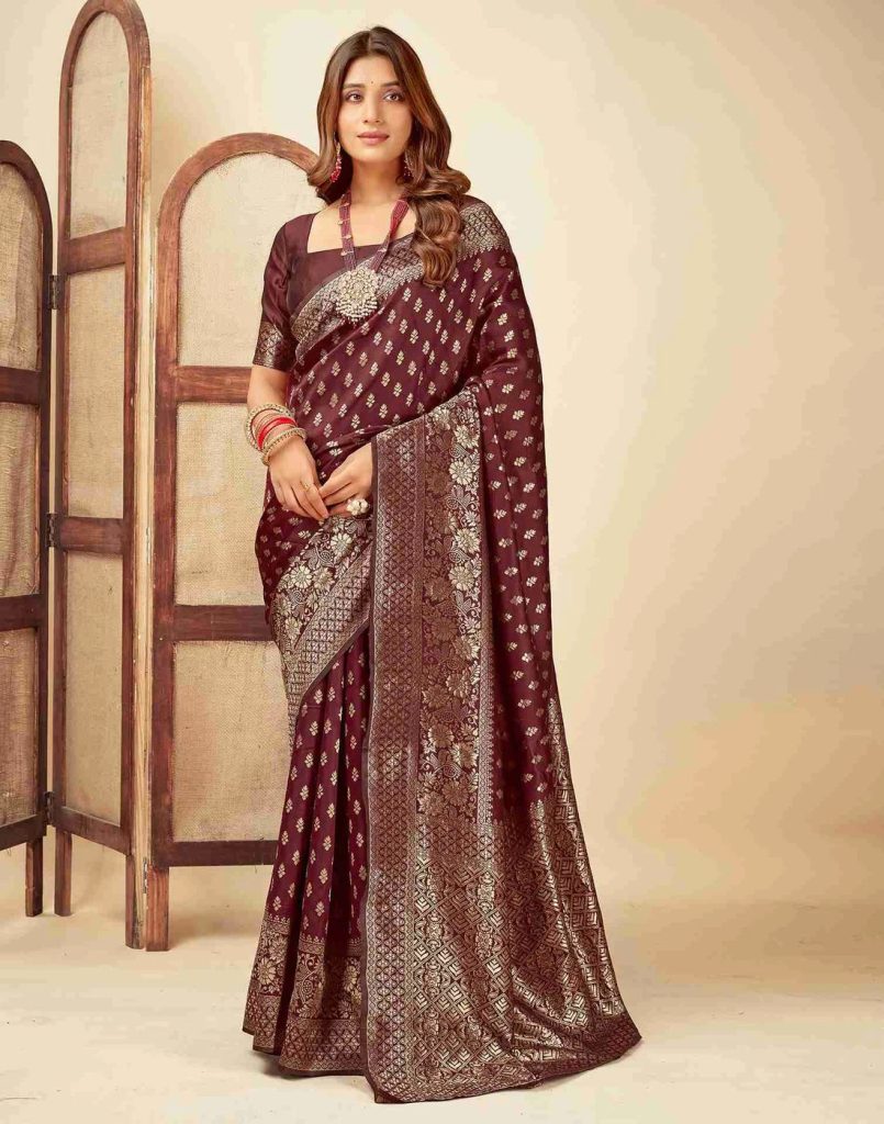 AXONIT Women's Silk Blend Banarasi Jacquard