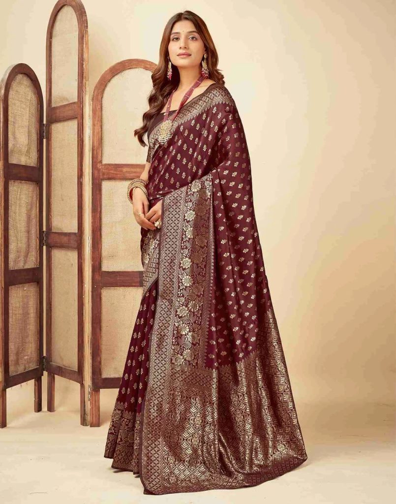 AXONIT Women's Silk Blend Banarasi Jacquard