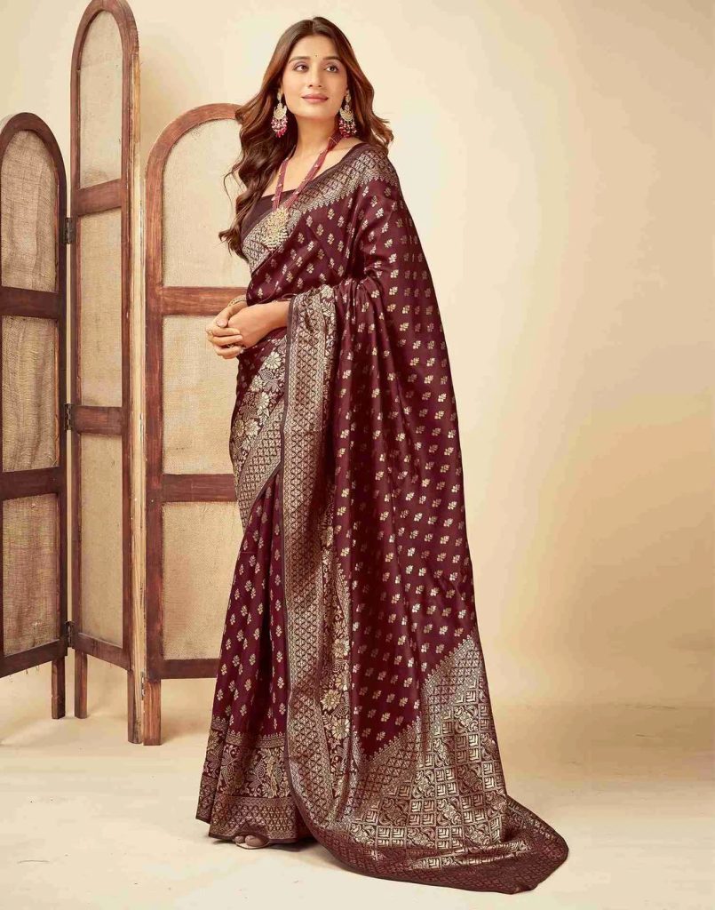 AXONIT Women's Silk Blend Banarasi Jacquard