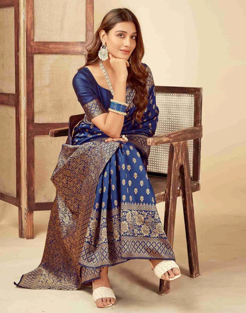 AXONIT Women's Silk Blend Banarasi Jacquard