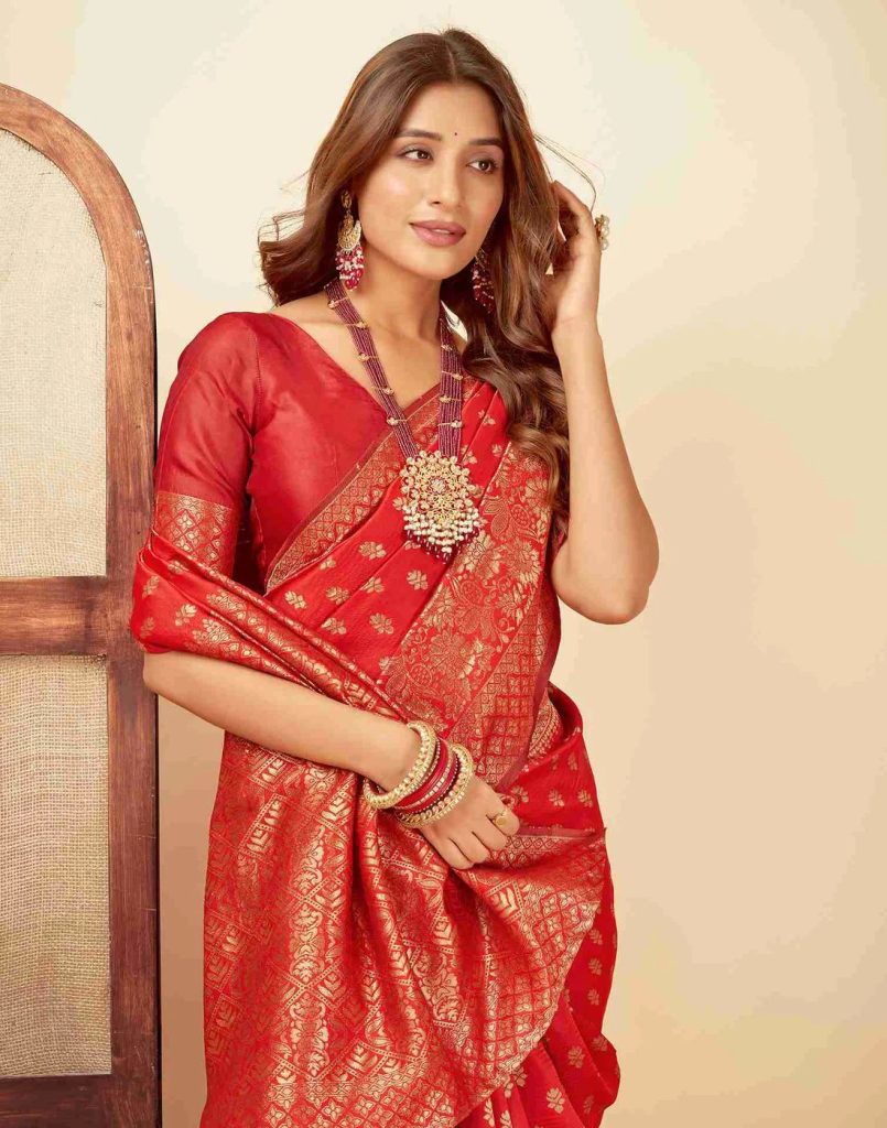 AXONIT Women's Silk Blend Banarasi Jacquard