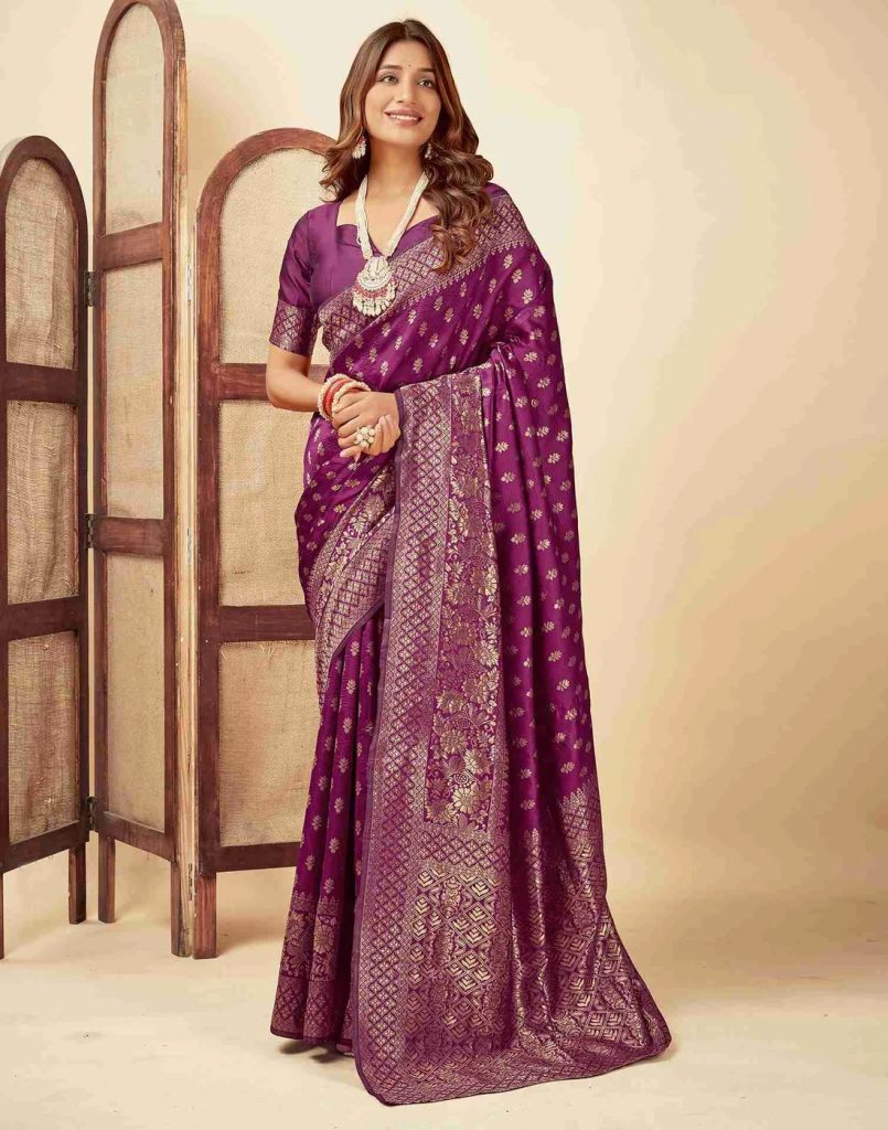 AXONIT Women's Silk Blend Banarasi Jacquard