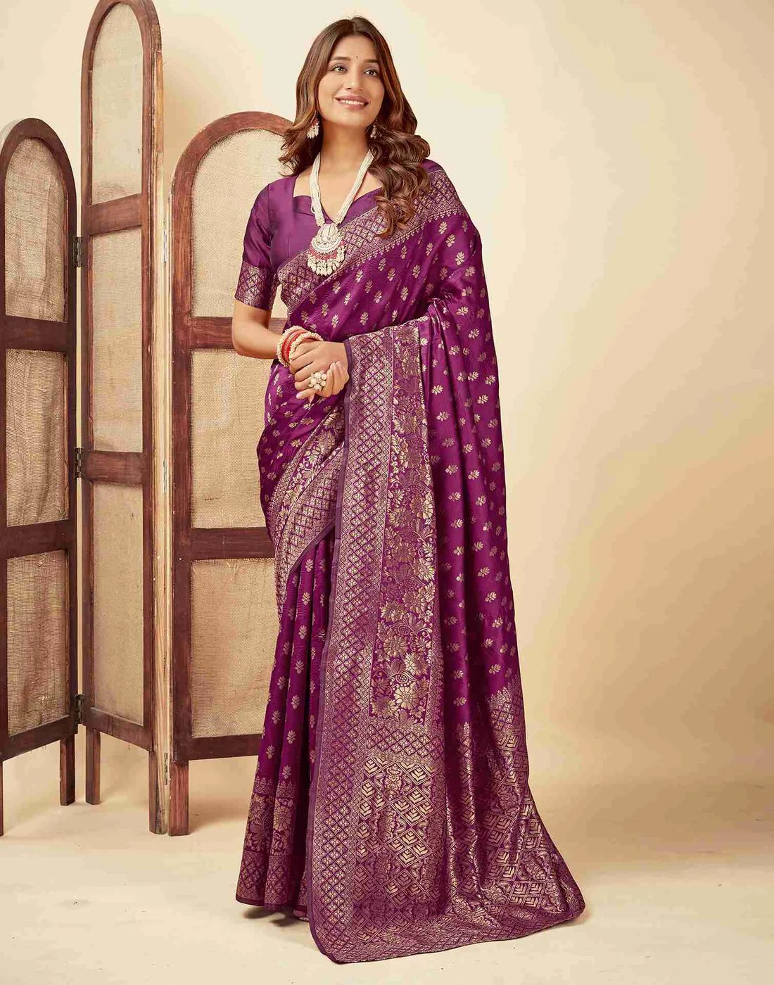 AXONIT Women's Silk Blend Banarasi Jacquard