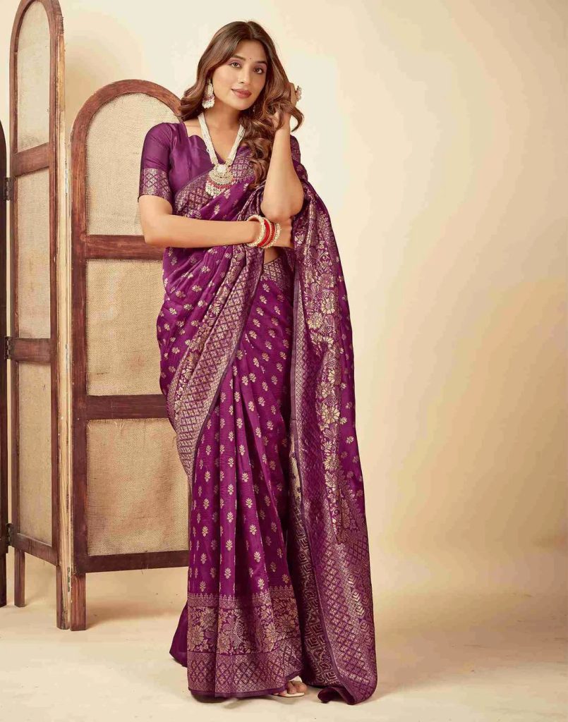 AXONIT Women's Silk Blend Banarasi Jacquard