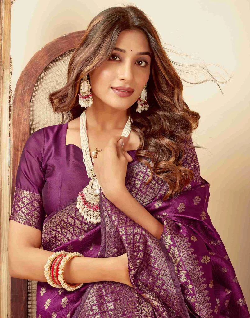 AXONIT Women's Silk Blend Banarasi Jacquard