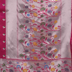 AXONIT Women's Silk Blend Banarasi Jacquard Multicolor Floral