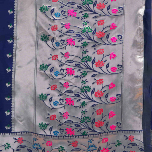 AXONIT Women's Silk Blend Banarasi Jacquard Multicolor Floral