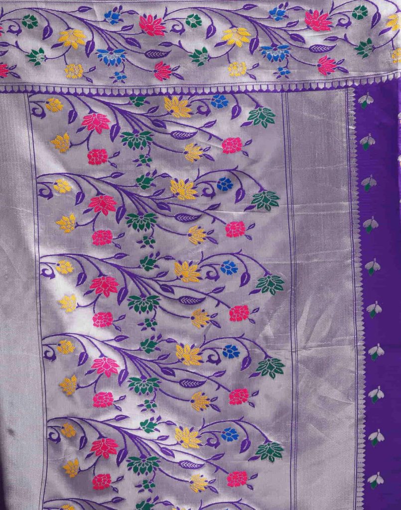 AXONIT Women's Silk Blend Banarasi Jacquard Multicolor Floral