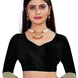 AXONIT Women's Silk Blend Banarasi Jacquard Zari Butta with Brocade Pallu Design Saree with Unstitched Blouse Piece
