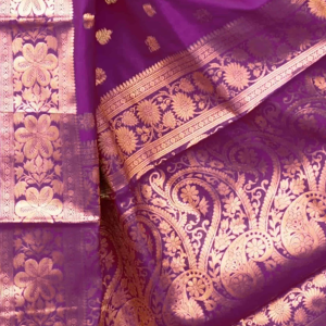 AXONIT Women's Silk Blend Banarasi Jacquard Floral & Paisley Design Saree with Unstitched Blouse Piece
