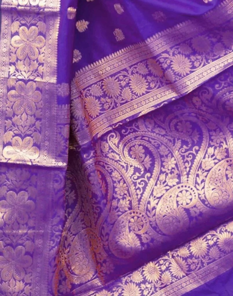 AXONIT Women's Silk Blend Banarasi Jacquard Floral & Paisley Design Saree with Unstitched Blouse Piece