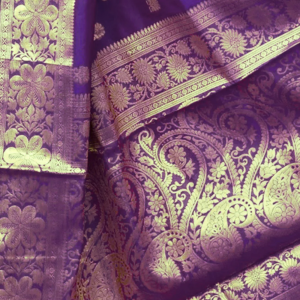 AXONIT Women's Silk Blend Banarasi Jacquard Floral & Paisley Design Saree with Unstitched Blouse Piece