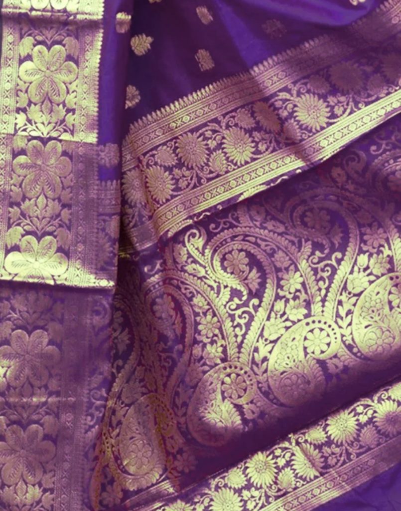 AXONIT Women's Silk Blend Banarasi Jacquard Floral & Paisley Design Saree with Unstitched Blouse Piece
