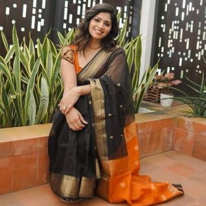 AXONIT Women's Cotton Saree with Zari Motifs & Dual Tone Finish with Unstitched Blouse Piece