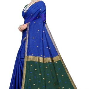 AXONIT Women's Cotton Saree with Zari Motifs & Dual Tone Finish with Unstitched Blouse Piece