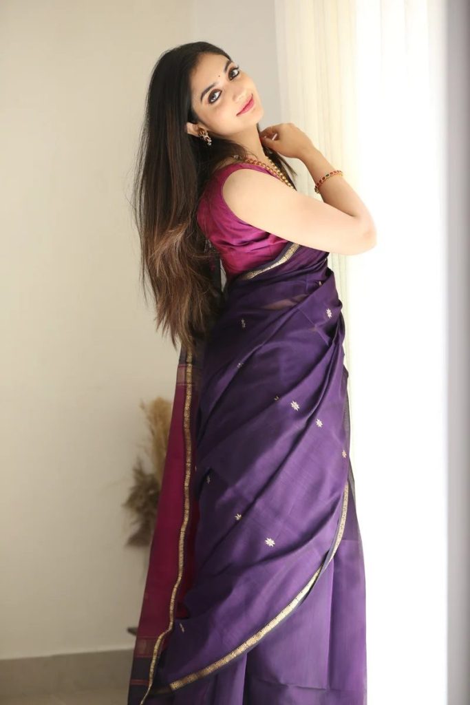AXONIT Women's Cotton Saree with Zari Motifs & Dual Tone Finish with Unstitched Blouse Piece