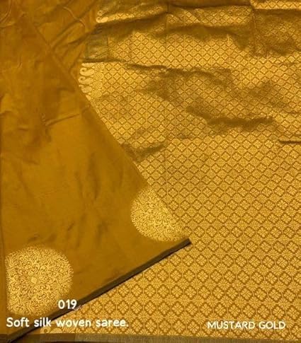 AXONIT Women's Silk Saree with Polka Butti Weaving & Golden Zari Pallu with Unstitched Blouse Piece