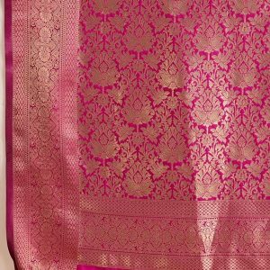 AXONIT Women's Premium Jacquard Silk Saree with Antique Gold Zari Border & Pallu weave & Unstitched Blouse Piece