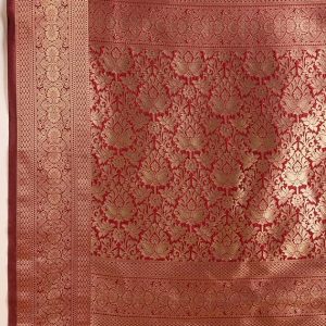 AXONIT Women's Premium Jacquard Silk Saree with Antique Gold Zari Border & Pallu weave & Unstitched Blouse Piece